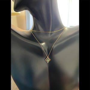 Necklace K18 w/ Emerald and Diamond Stones